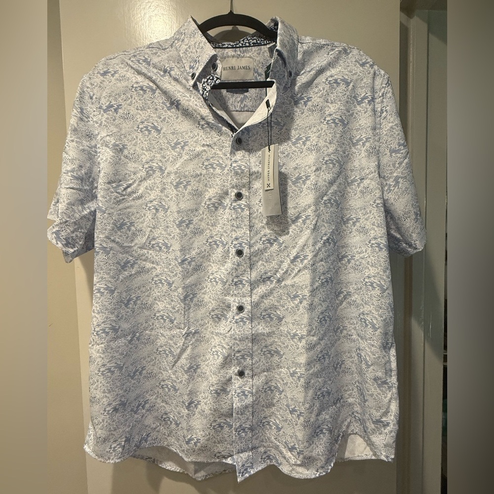 Henry James Short sleeve abstract print hyper stretch shirt
